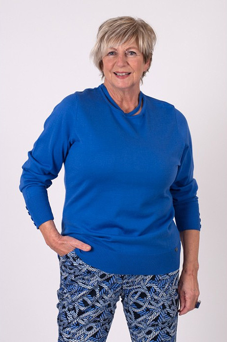 Afbeelding van Pantalon van het merk Mindset blauw met marine print
