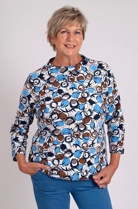 Afbeelding van Trui van het merk Rabe blauw cognac dessin