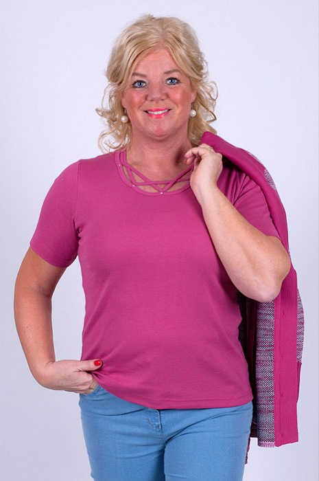 Afbeelding van Uni t-shirt van ons eigen merk Esmay Exclusiv fuchsia